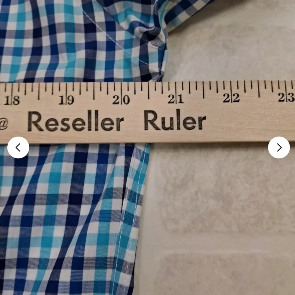 Banana Republic Shirt Mens M Blue Check Long Sleeve Slim Fit Non-Iron